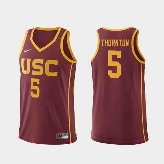 Men Usc Trojans Derryck Thornton Cardinal Replica College Basketball Jersey
